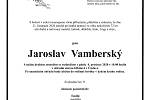 Smuteční parte: Jaroslav Vamberský.