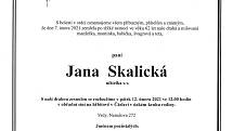 Smuteční parte: Jana Skalická.