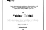 Smuteční parte: Václav Tobiáš.