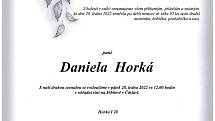 Smuteční oznámení: Daniela Horká.