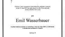 Smuteční oznámení: Emil Wasserbauer.
