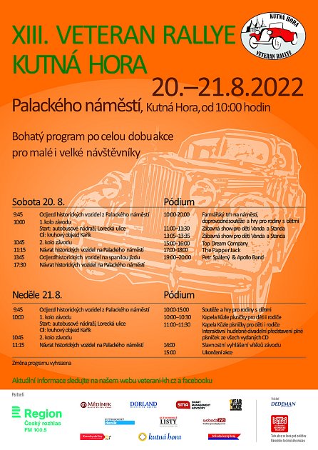 Program Veteran Rallye Kutná Hora 2022