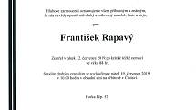 Smuteční parte: František Rapavý.