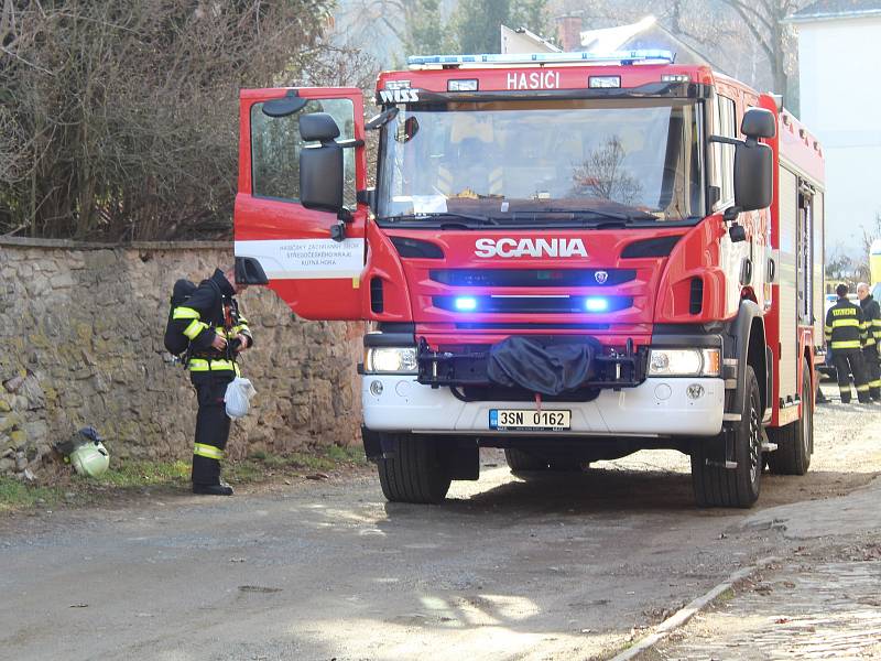 Požár rodinného domu v ulici Za Octárnou v Kutné Hoře.