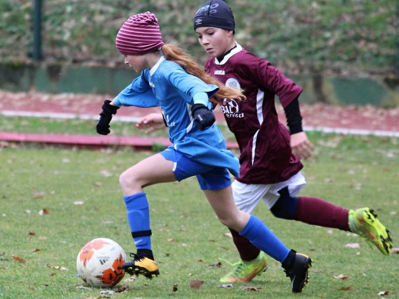 Z přátelského fotbalového zápasu: FK Čáslav dívky (starší žákyně) - FK Uhlířské Janovice (mladší žáci) 8:2 (4:0).