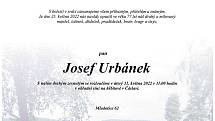 Smuteční oznámení: Josef Urbánek.
