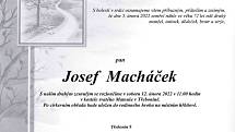 Smuteční oznámení: Josef Macháček.