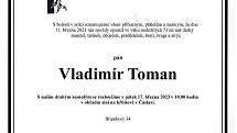Smuteční oznámení: Vladimír Toman.