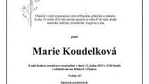Smuteční oznámení: Marie Koudelková.