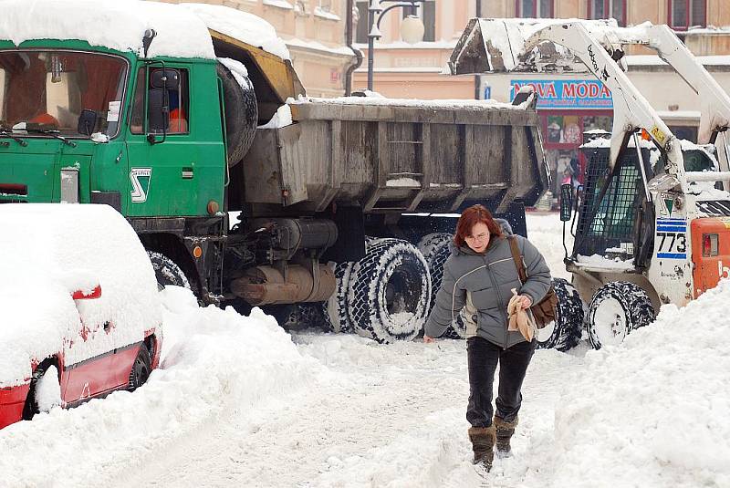 Sněhová kalamita v kutnohorských ulicích. 11.1. 2010