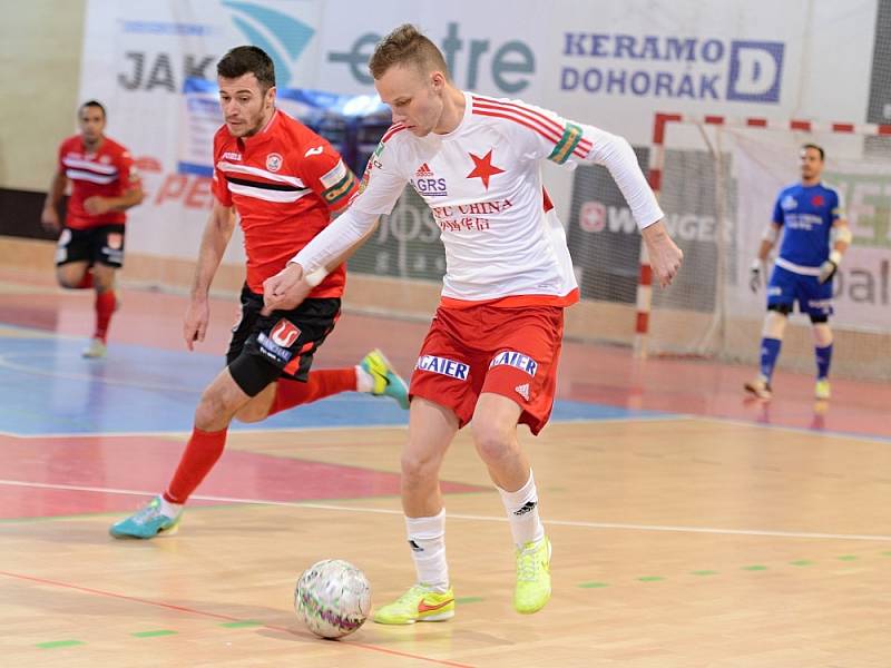 13. kolo CHANCE futsal ligy 2016/17: Slavia Praha - Benago Zruč n. S. 4:7, 7. ledna 2017.