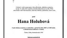 Smuteční oznámení: Hana Holubová.