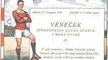 VSTUP OSM KORUN, pro gardedámu pět korun, studenti  a vojsko šest korun. Tak vypadalo vstupné na sportovní ples v Kutné Hoře roku 1930. „Kde jsou ty časy, kdy bylo všechno za hubičku,“ řekl ke snímku Jiří David.