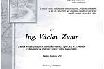 Smuteční oznámení: Ing. Václav Zumr.