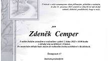 Smuteční oznámení: Zdeněk Cemper.
