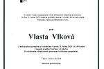 Smuteční parte: Vlasta Vlková.