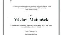 Smuteční parte: Václav Matoušek.