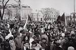 Jedna z demonstrací v rámci sametové revoluce v roce 1989 v Čáslavi.