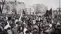 Jedna z demonstrací v rámci sametové revoluce v roce 1989 v Čáslavi.