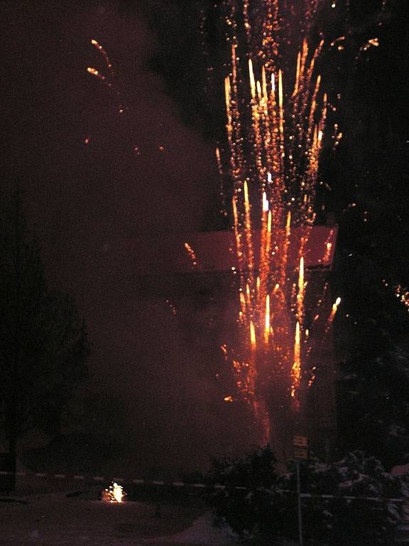 Novoroční ohňostroj ve Zbraslavicích