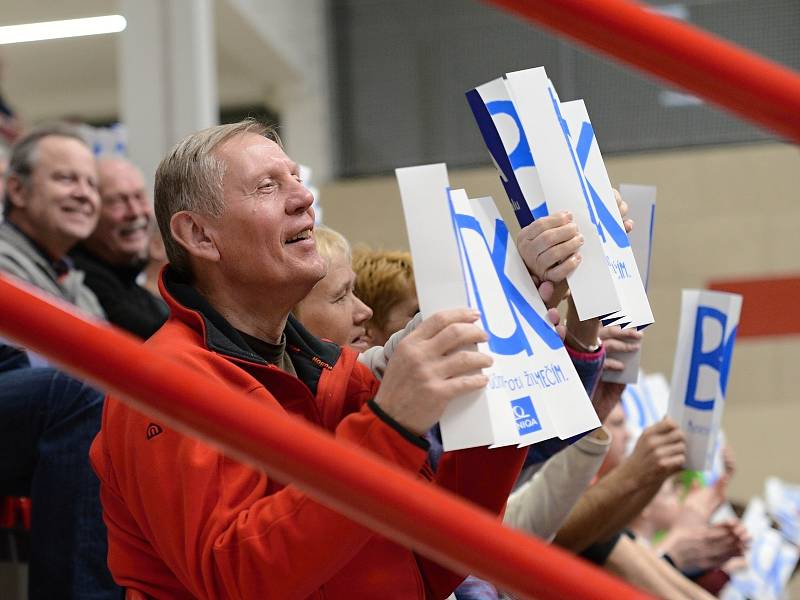 Finále final four Českého poháru ve volejbalu mezi Českými Budějovicemi a Kladnem v Kutné Hoře.