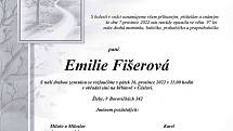 Smuteční oznámení: Emilie Fišerová.
