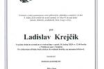 Smuteční parte: Ladislav Krejčík.