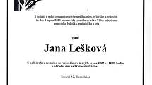 Smuteční oznámení: Jana Lešková.