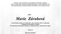 Smuteční oznámení: Marie Zárubová.
