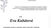 Smuteční oznámení: Eva Kubátová.