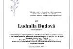 Smuteční oznámení: Ludmila Dudová.