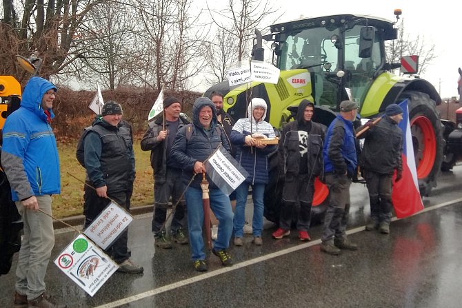 Protest zemědělců u Hrádku nad Nisou.