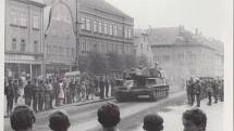 Průjezd okupačních vojsk Frýdlantem v srpnu 1968.