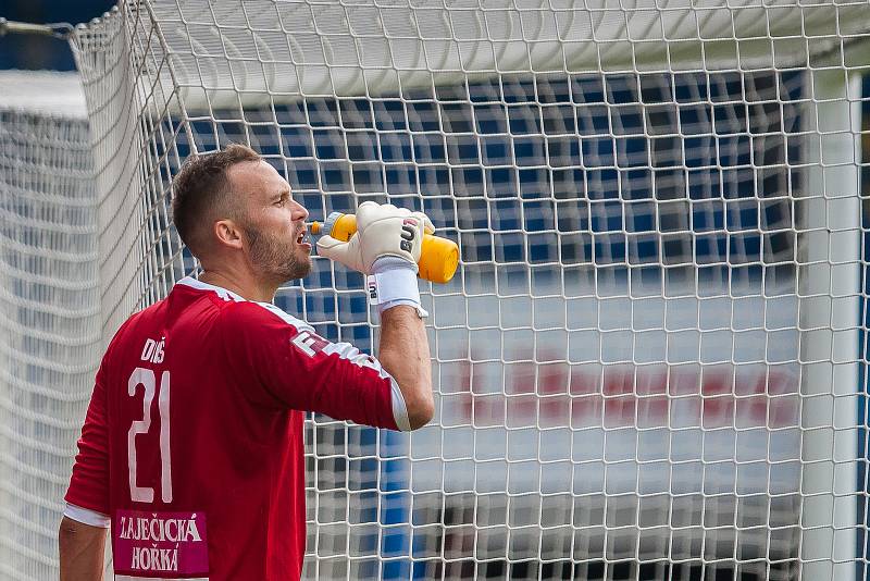 Zápas 3. kola první fotbalové ligy mezi týmy FC Slovan Liberec a FK Teplice se odehrál 4. srpna na stadionu U Nisy v Liberci. Na snímku je brankář Jakub Diviš.