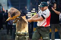 Martin Roušal na Mistrovství světa Stihl Timbersports, které proběhlo na konci října ve švédském Göteborgu.