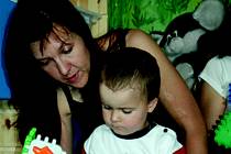 VOLNÝ ČAS. Maminka Daniela Brzezinová si hraje se svým synem Markem v libereckém Mateřském centru Čmelák.