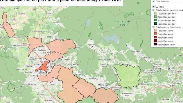 MAPA ZACHYCUJÍCÍ ODHALENÉ VARNY A PĚSTÍRNY je přístupná na www.policie.cz/mapavaren.  