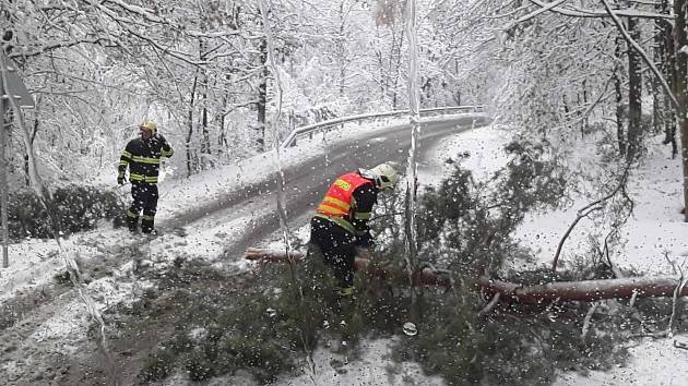 Kvítkov (Českolipsko). Hasiče zaměstnává od pondělního večera hlavně odstraňování stromů a větví z komunikací. Do 9. hodiny ráno vyjížděli v Libereckém kraji zhruba sedmdesátkrát.