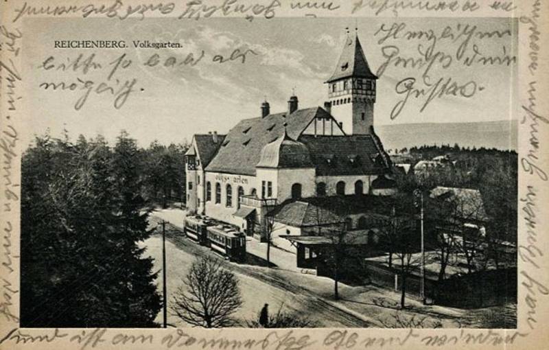 Lidové sady na pohlednici z roku 1944.
