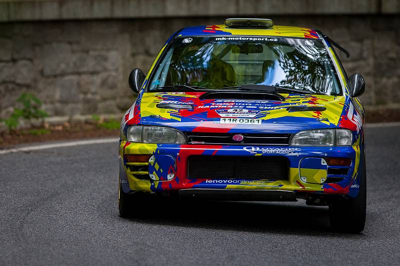 Rally Bohemia 2018, závod seriálu Mistrovství České republiky v rally, pokračoval 30. července na Jablonecku a Liberecku. Na snímku je posádka Štěpán Zabloudil a Tomáš Šmíd s vozem Subaru Impreza 555 na šesté rychlostní zkoušce - Radostín II.