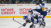 Utkání 46. kola WSM ligy ledního hokeje se odehrálo 3. února v liberecké Home Credit areně. Utkaly se celky HC Benátky nad Jizerou a Rytíři Kladno. Na snímku v bílém je Tomáš Hanousek.