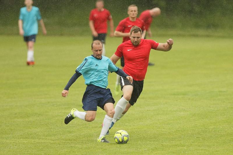 Dětřichov prohrál doma v přípravném fotbale s Ruprechticemi (v modrém) 2:3.