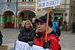 Demonstrace na náměstí v Liberci.