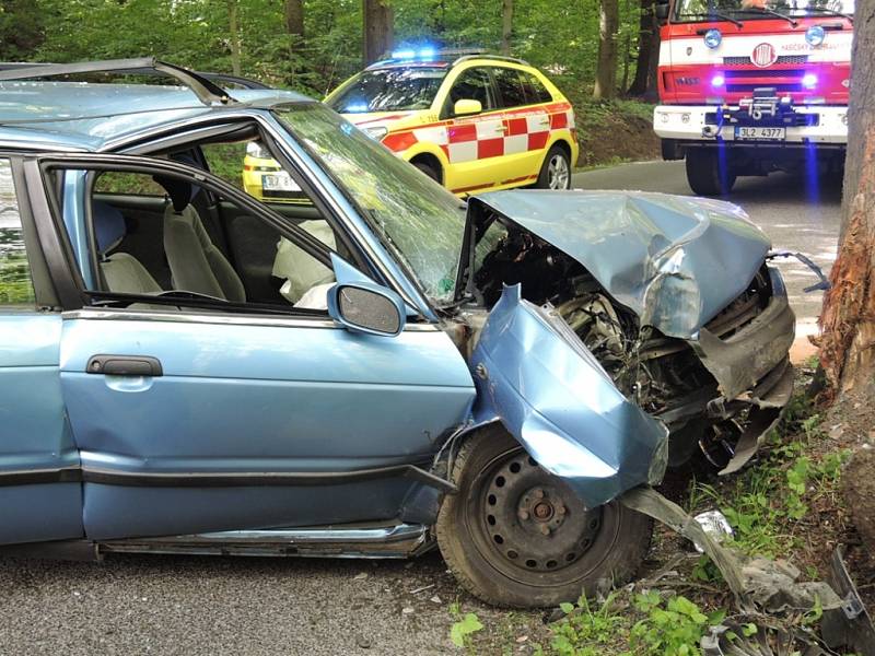 Hasiči byli povoláni k dopravní nehodě, při které auto narazilo do stromu. 