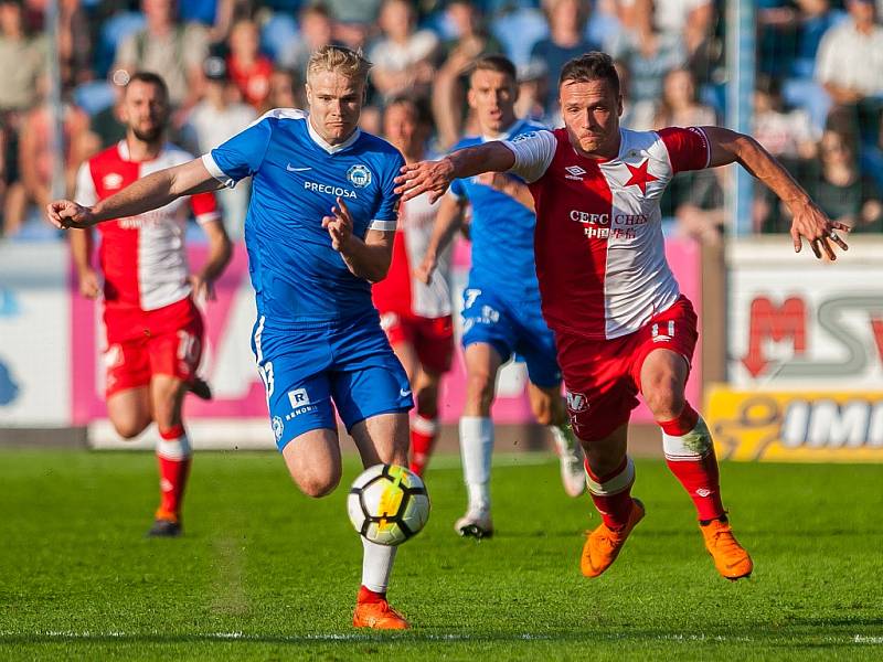 Utkání Slovanu Liberec proti Slavii Praha. Jan Mikula (vlevo) a Stanislav Tecl