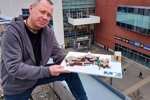3D model obchodního domu Ještěd a jeho tvůrce Tomáš Forejt.