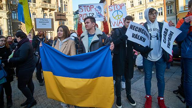 Demonstrace na podporu Ukrajiny