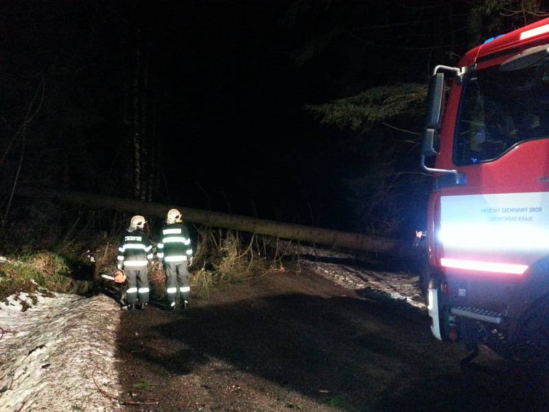 Hasiči na severu Čech měli za dva dny kolem 200 výjezdů. Na snímku spadlý strom v Lučanech nad Nisou.