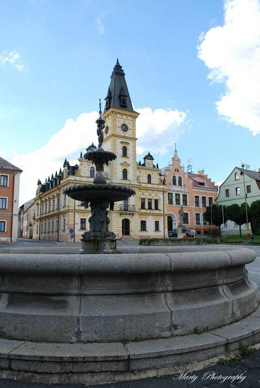 Kašna s radnicí v Hodkovicích. 