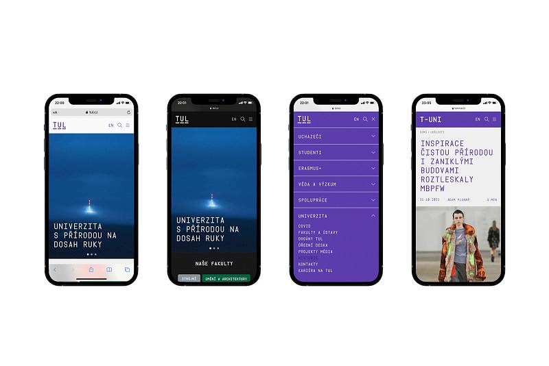 Návrh mobilní verze webu TUL s možností nočního režimu a univerzitního magazínu T-UNI.